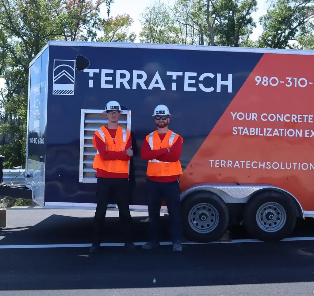 Terratech Solutions crew in front of their concrete stabilization trailer